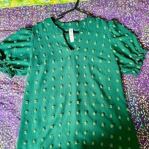 Green Textured Women's Top